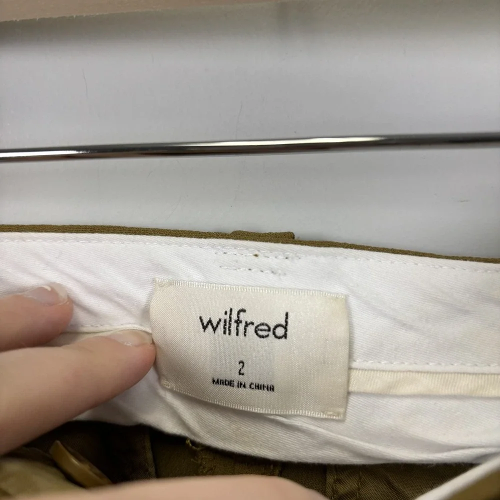 Aritzia Wilfred Gabriel Pant High Waisted Pleated Trousers Olive Green Size 2 - Picture 5 of 15